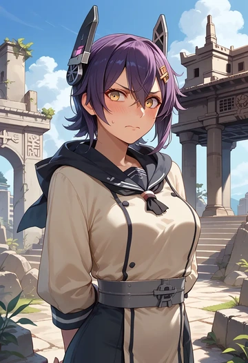 kantai_collection,tenryuu_(kancolle),crop windbreaker,shorts  - AI generated anime art