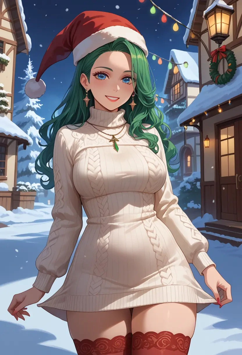 final_fantasy,terra_branford,Christmas,sweater dress,stockings  - 