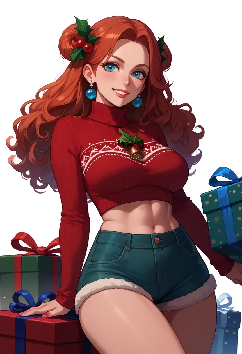 final_fantasy,terra_branford,Christmas,red velvet shorts,turtleneck sweater  - 