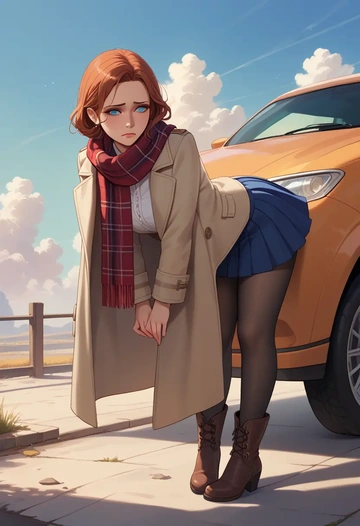 final_fantasy,terra_branford,winter,student uniform,fur-trimmed coat  - AI generated anime art