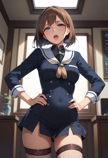 kantai_collection,teruzuki_(kancolle),secretary,stockings,sexy, panties  - AI generated anime art