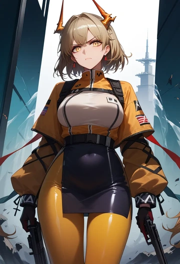 arknights,texas_(arknights),bodysuit,mesh,high-waisted skirt  - AI generated anime art