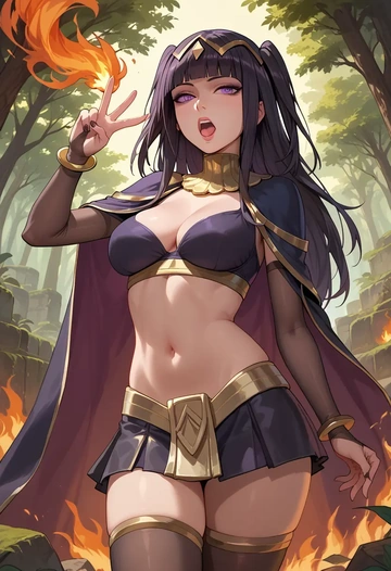 fire_emblem,tharja_(fire_emblem),mini skirt, stockings  - AI generated anime art