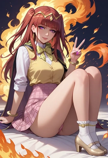 fire_emblem,tharja_(fire_emblem),spring,student uniform,vest  - AI generated anime art