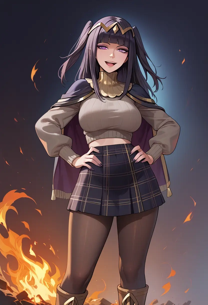 fire_emblem,tharja_(fire_emblem),winter,student uniform,fur-lined parka  - 