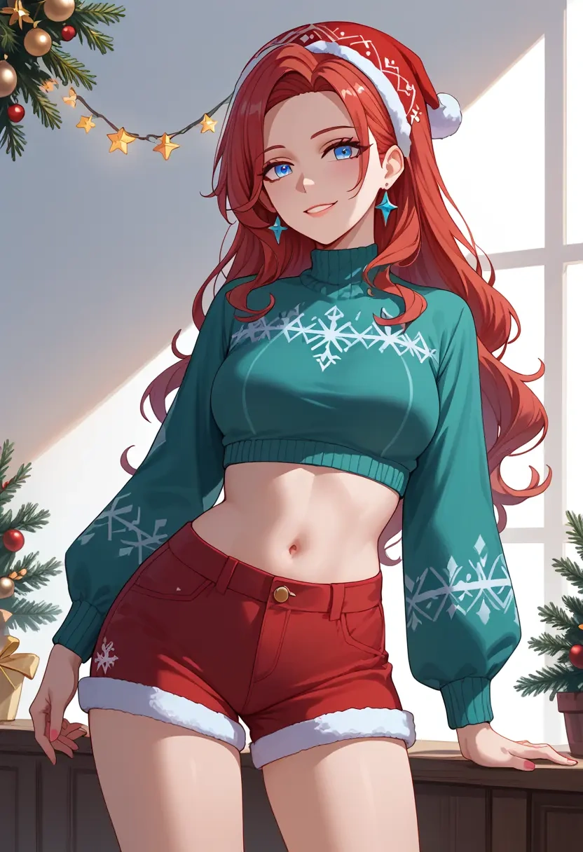 honkai_(series),theresa_apocalypse,Christmas,red velvet shorts  - 