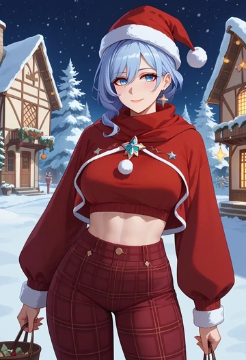 honkai_(series),theresa_apocalypse,Christmas,plaid trousers  - AI generated anime art