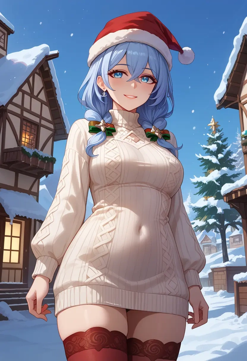 honkai_(series),theresa_apocalypse,Christmas,sweater dress,stockings  - 