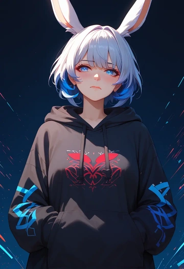 honkai_(series),theresa_apocalypse,oversized graphic hoodie,thigh-high socks,shorts  - AI generated anime art