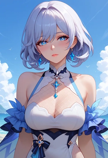 honkai_(series),theresa_apocalypse,sleeveless top,bike shorts  - AI generated anime art