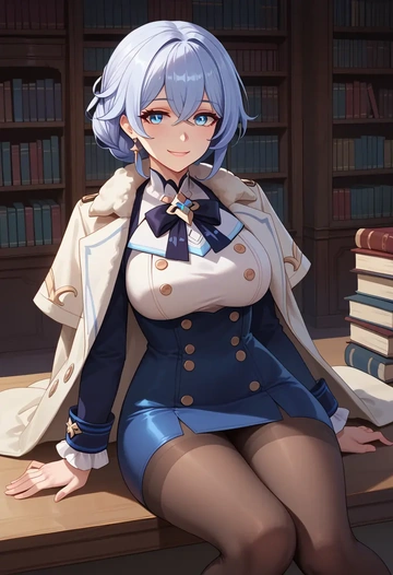 honkai_(series),theresa_apocalypse,coat,long,double-breasted,pencil skirt  - AI generated anime art