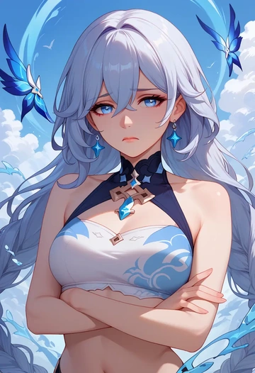 honkai_(series),theresa_apocalypse,crop top,athletic shorts  - AI generated anime art