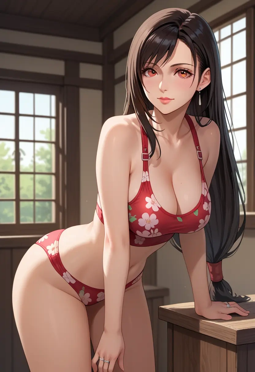 final_fantasy,tifa_lockhart,swimsuit,floral print  - 