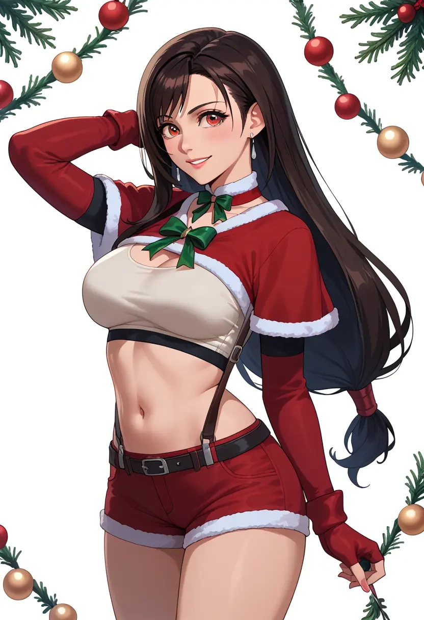 final_fantasy,tifa_lockhart,Christmas,red velvet shorts  - 