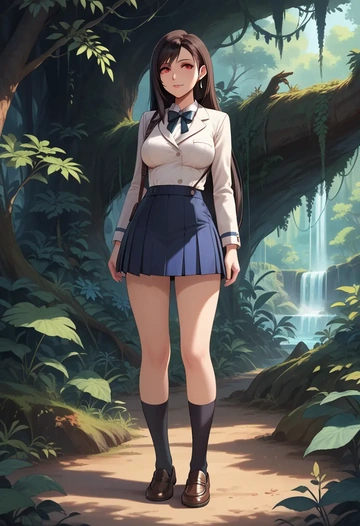 final_fantasy,tifa_lockhart,winter,student uniform,blazer  - AI generated anime art