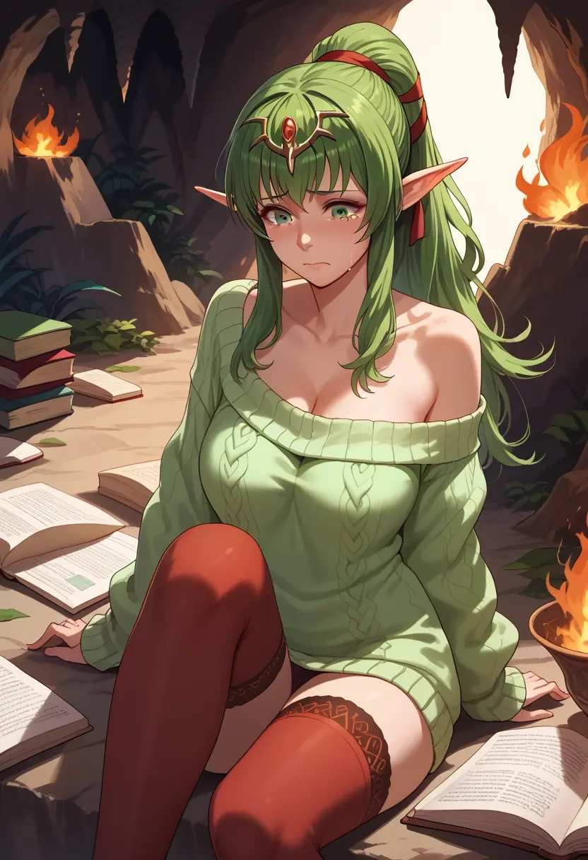 fire_emblem,tiki_(fire_emblem),off-shoulder,sweater  - 