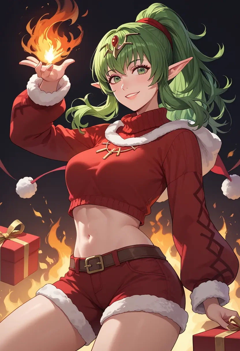 fire_emblem,tiki_(fire_emblem),Christmas,red velvet shorts,turtleneck sweater  - 