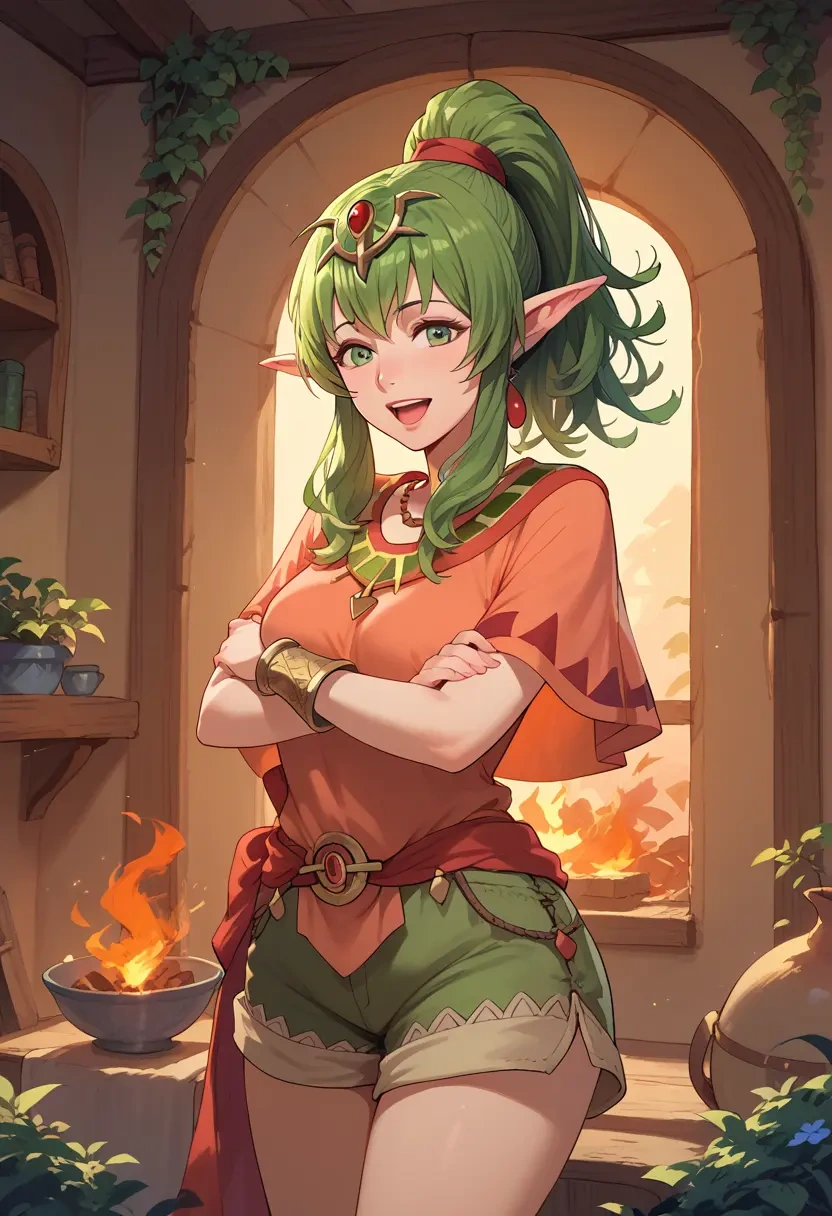 fire_emblem,tiki_(fire_emblem),graphic tee,shorts,sneakers  - 