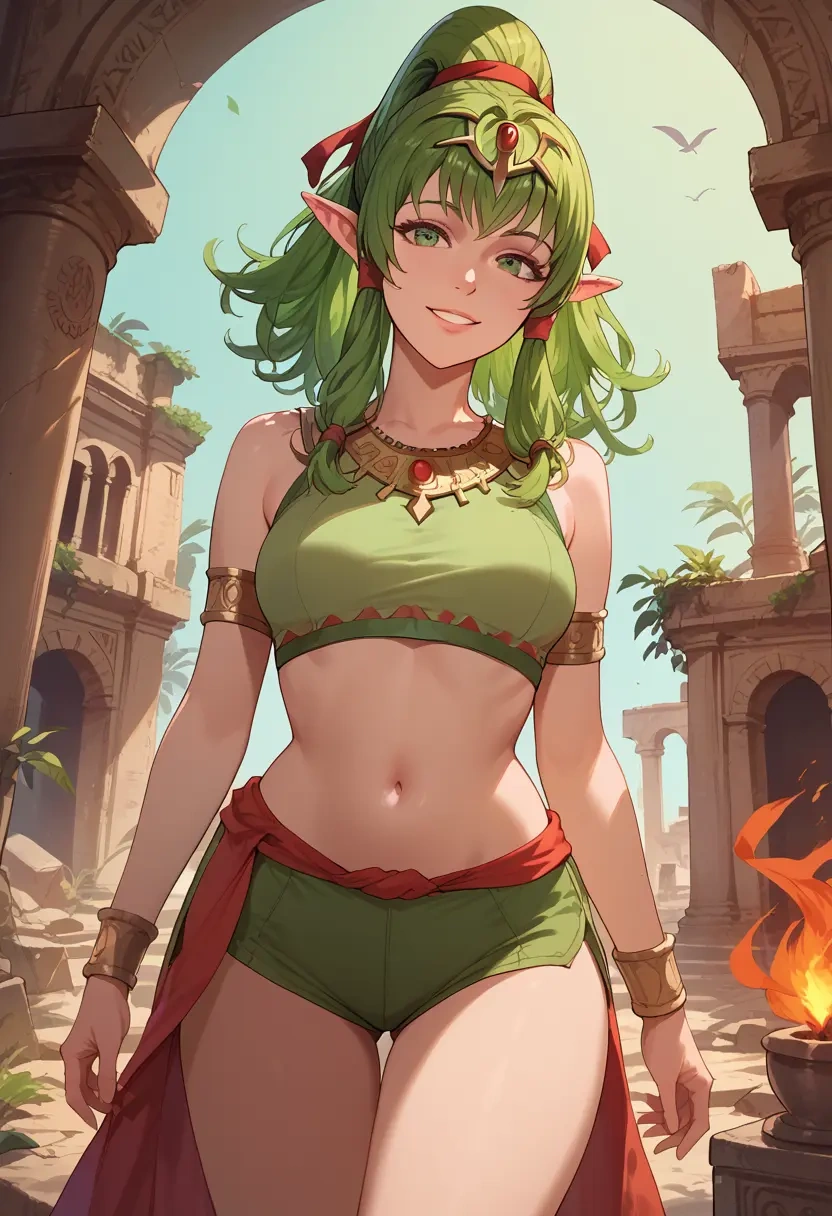 fire_emblem,tiki_(fire_emblem),sports crop,high-waisted shorts  - 