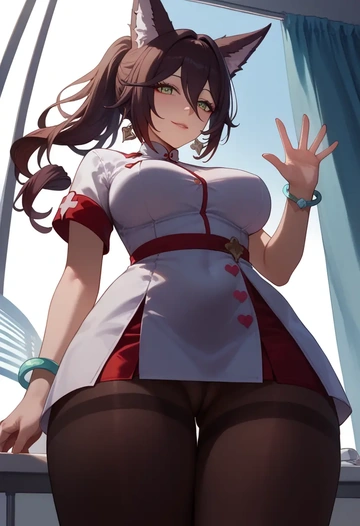 star rail,tingyun,nurse pantyhose,mini skirt, sexy  - AI generated anime art