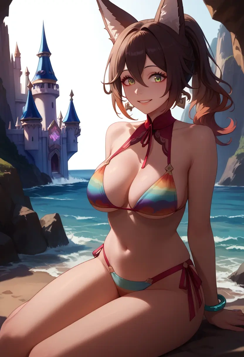 star rail,tingyun,bikini,rainbow-colored,sexy  - 