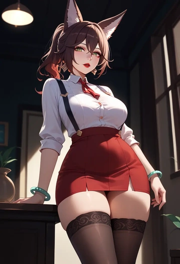 star rail,tingyun,secretary,stockings  - AI generated anime art