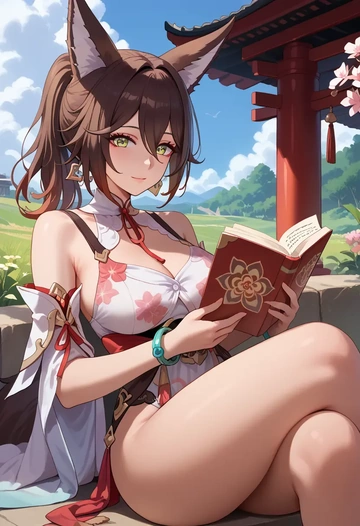 star rail,tingyun,swimsuit,floral print  - AI generated anime art