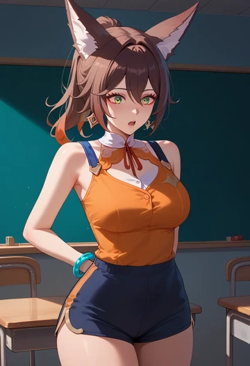 star rail,tingyun,athletic,shorts,sexy  - AI generated anime art