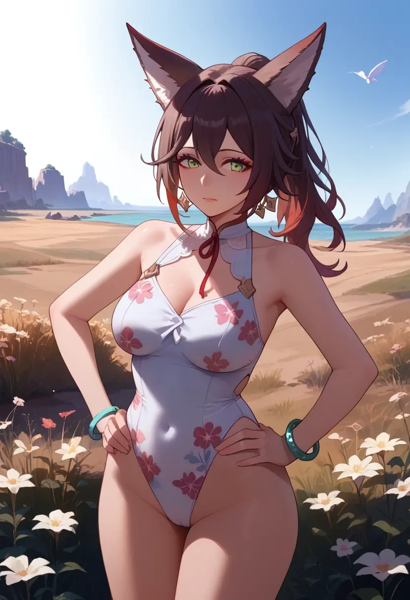 star rail,tingyun,swimsuit,floral print  - 