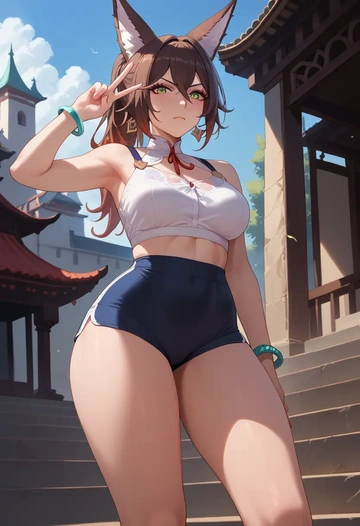 star rail,tingyun,yoga shorts  - AI generated anime art