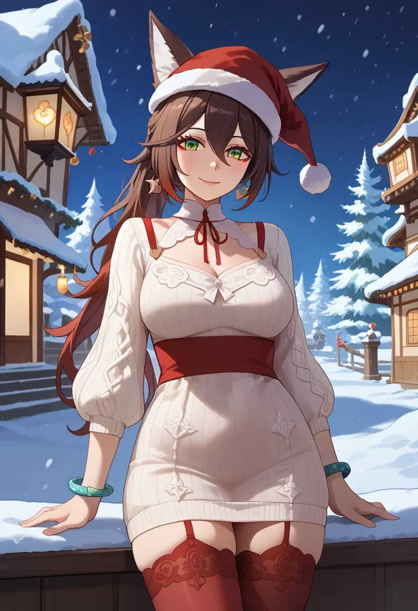 star rail,tingyun,Christmas,sweater dress,stockings  - 