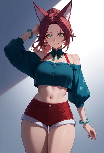 star rail,tingyun,Christmas,red velvet shorts  - AI generated anime art