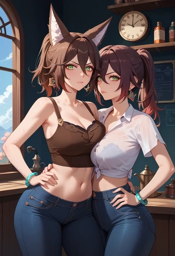 star rail,tingyun,crop top  - AI generated anime art