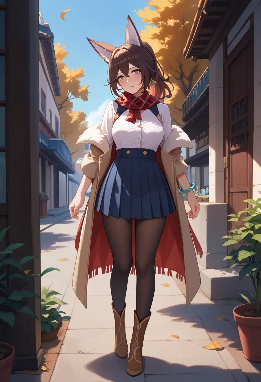 star rail,tingyun,winter,student uniform,fur-trimmed coat  - 