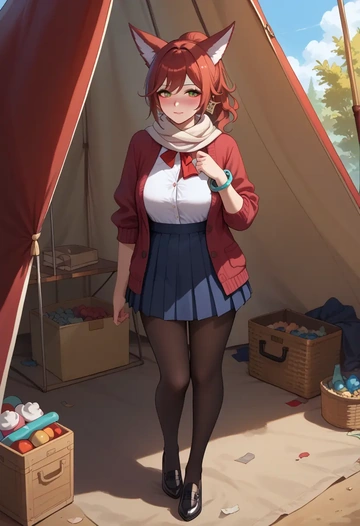 star rail,tingyun,winter,student uniform,cardigan  - AI generated anime art