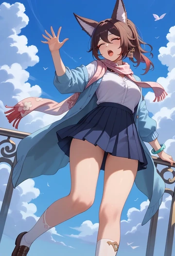 star rail,tingyun,spring,student uniform,cardigan  - AI generated anime art