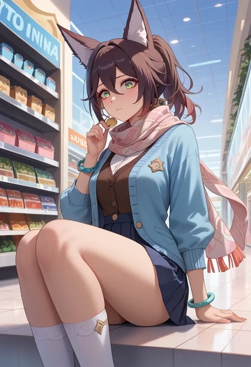 star rail,tingyun,spring,student uniform,cardigan  - AI generated anime art