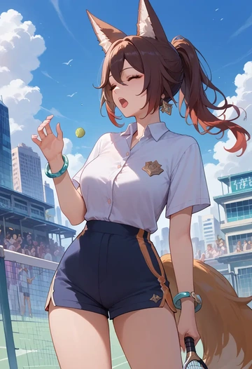 star rail,tingyun,tennis polo,skort  - AI generated anime art