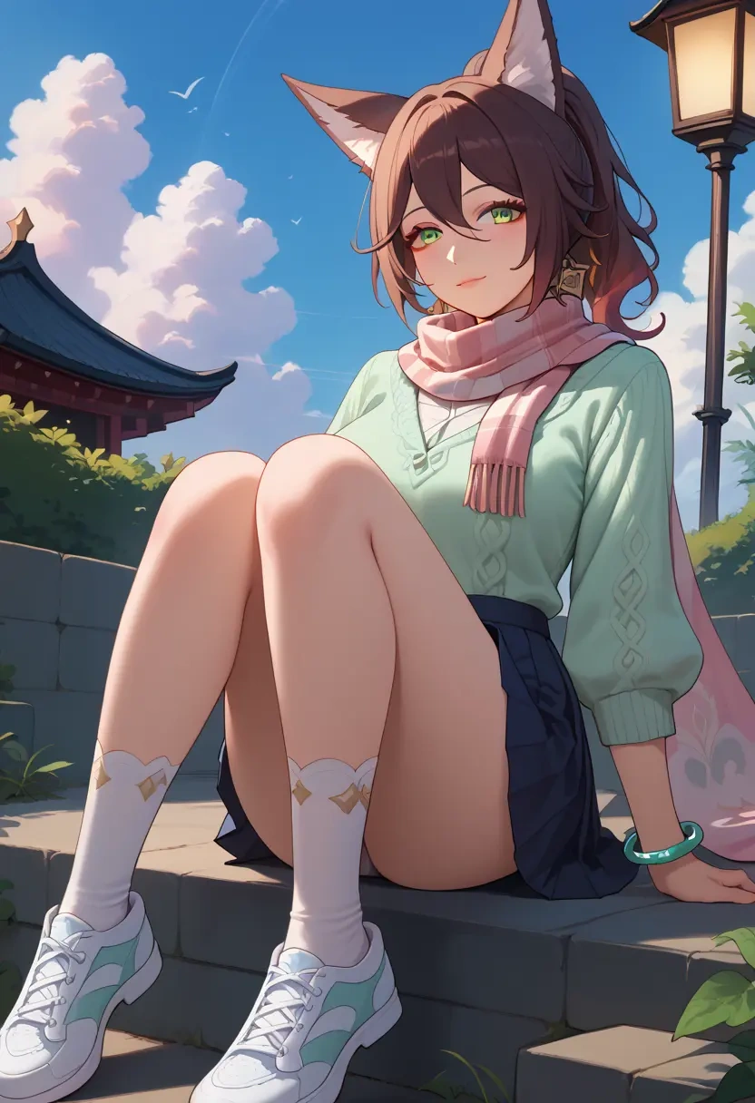 star rail,tingyun,spring,student uniform,knit sweater  - 