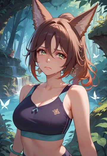 star rail,tingyun,sports bra,high-waisted leggings  - AI generated anime art