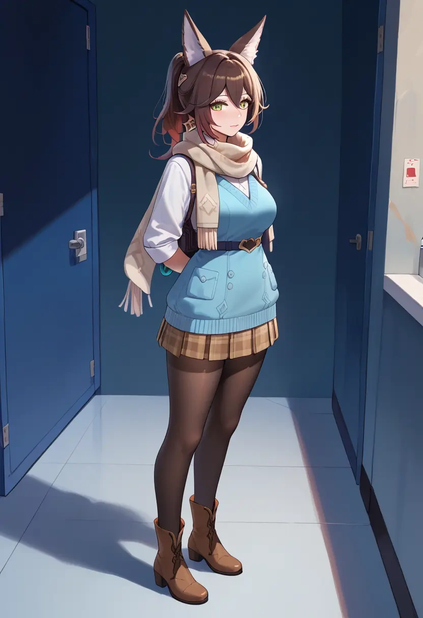 star rail,tingyun,winter,student uniform,down jacket  - 