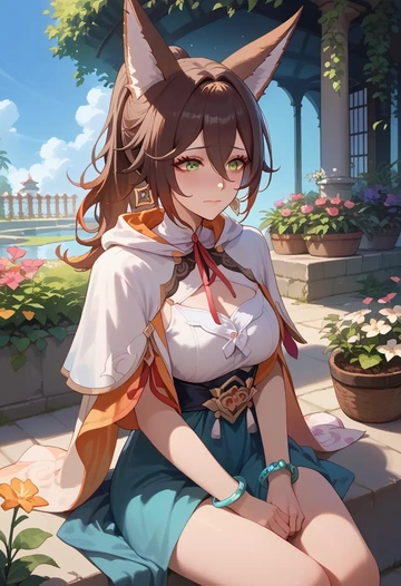 star rail,tingyun,crop windbreaker,shorts  - AI generated anime art