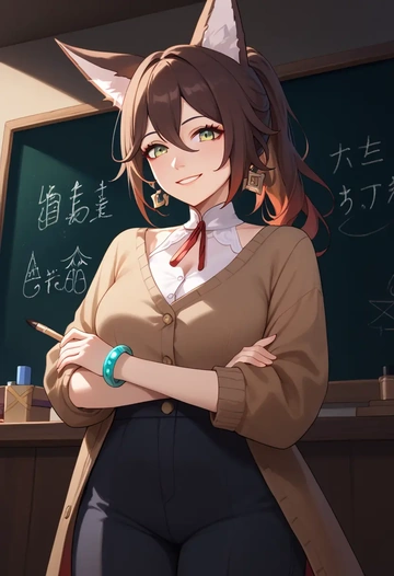 star rail,tingyun,teacher, sweater  - AI generated anime art