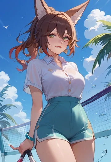 star rail,tingyun,tennis polo,skort  - AI generated anime art