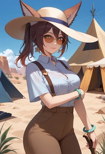 star rail,tingyun,tent,desert  - AI generated anime art