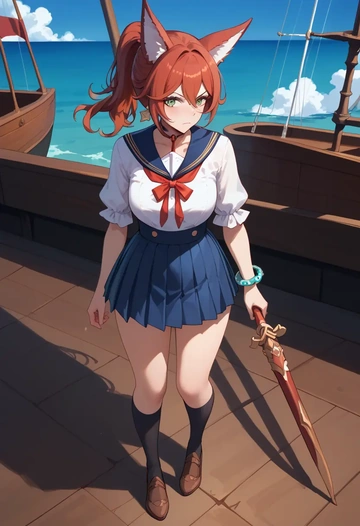 star rail,tingyun,sailor, uniform  - AI generated anime art