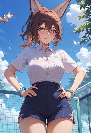 star rail,tingyun,tennis polo,skort  - AI generated anime art