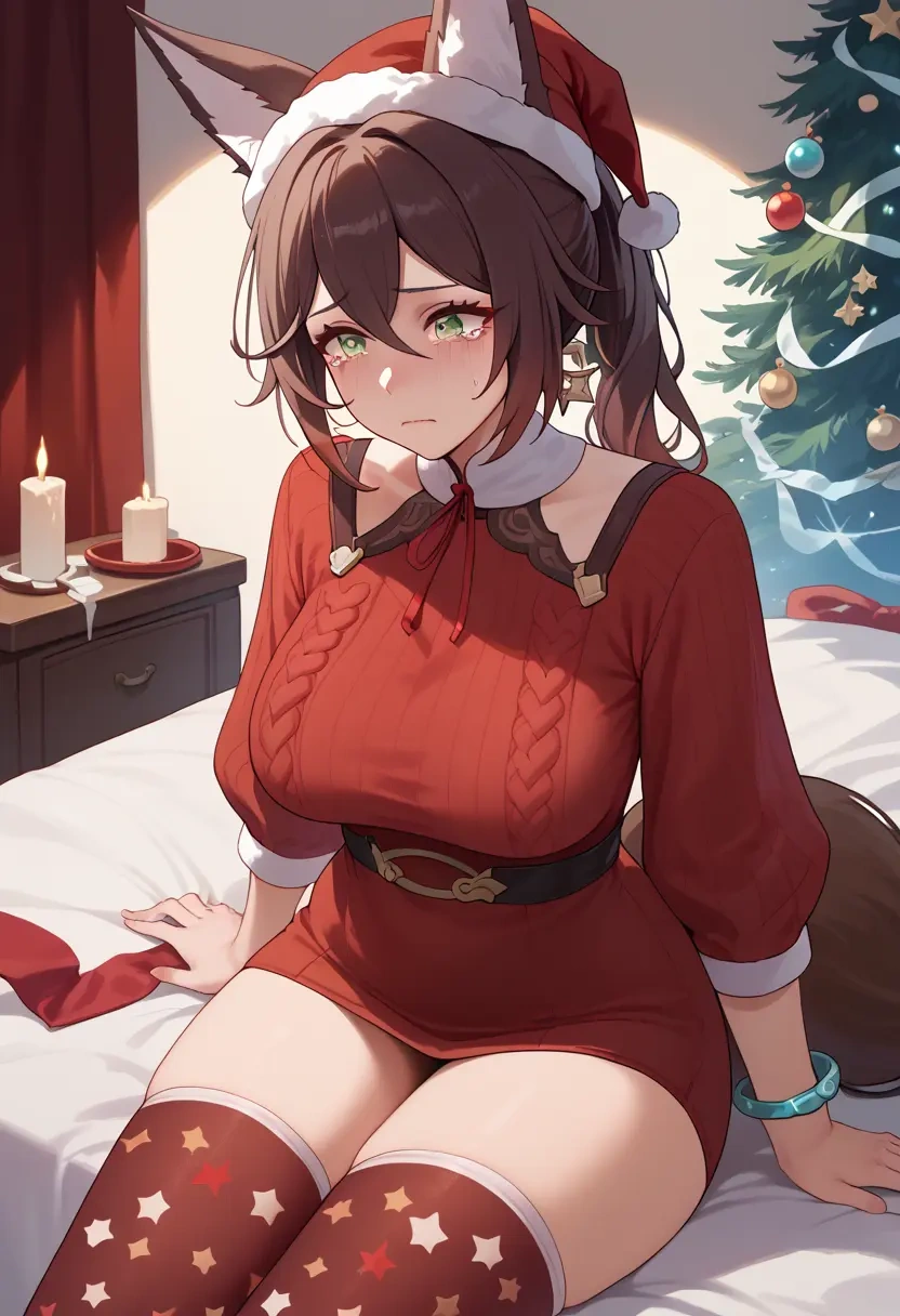 star rail,tingyun,Christmas,sweater dress,stockings  - 