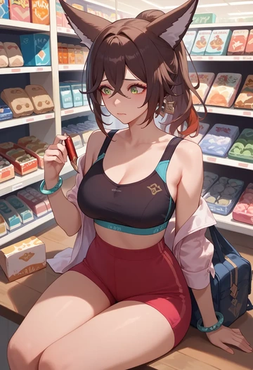 star rail,tingyun,sports bra,wide-leg joggers  - AI generated anime art