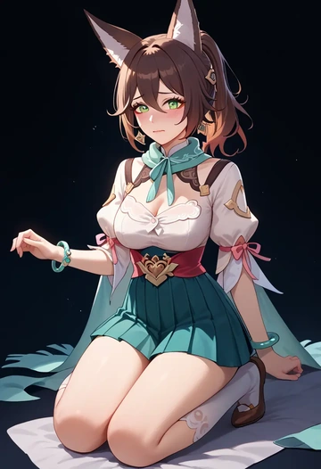 star rail,tingyun,spring,student uniform,blouse  - AI generated anime art